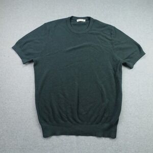 Suitsupply Sweater Womens XXL Green/Gray Merino Wool Short Sleeve Knit Tee